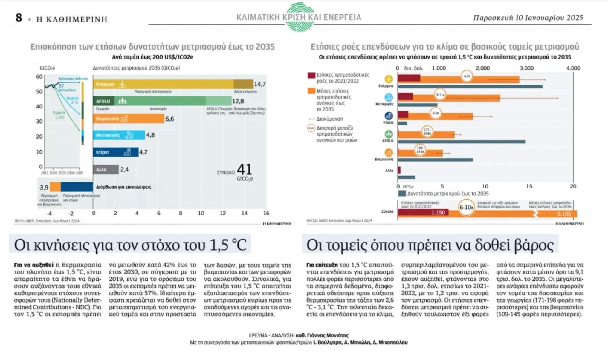 Εκτός από τα δικά μας, υπάρχουν και τα πολύ μεγάλα… (Η ΚΑΘΗΜΕΡΙΝΗ, 10.01.2025)